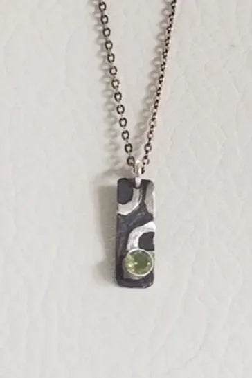 Etched Peridot Pendant #2