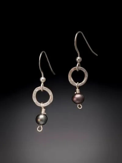 Peacock Pearl Drop Tiny Hoop Earrings