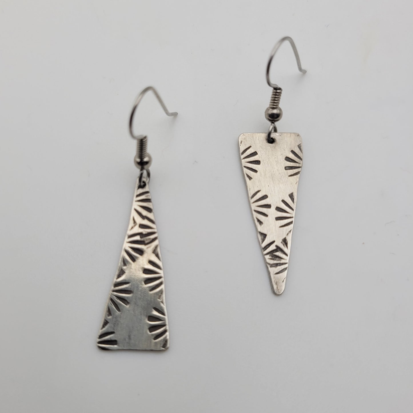 Stamped Sunburst Sterling Silver Earrings