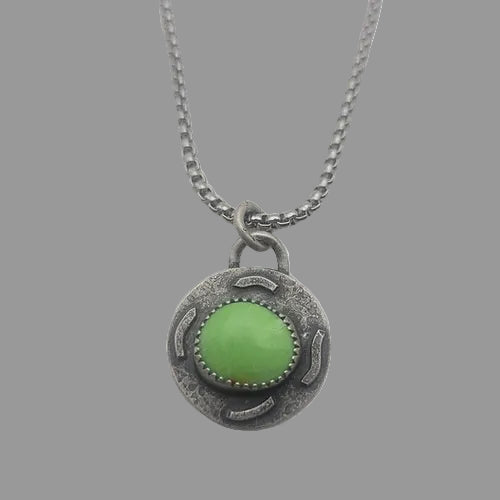 Lime Gaspeite Halo Necklace