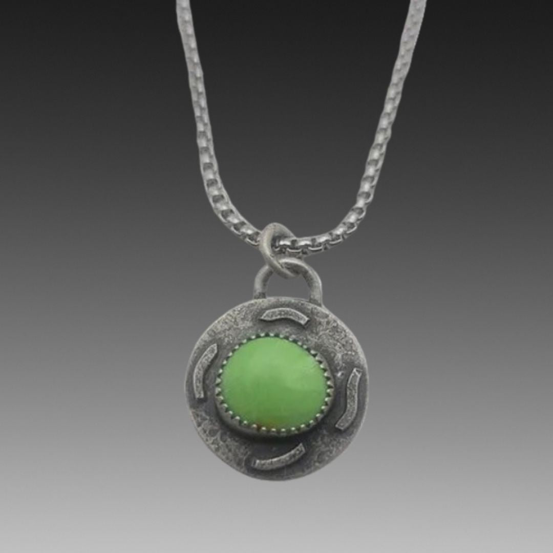 Lime Gaspeite Halo Necklace