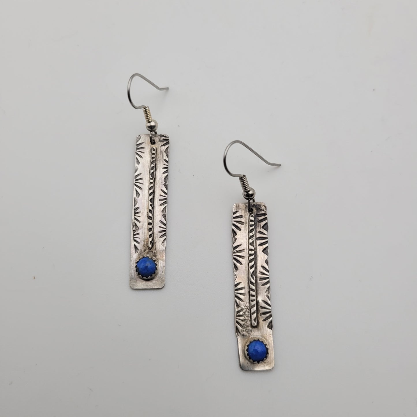 Lapis Sky Stamped Sterling Dangles