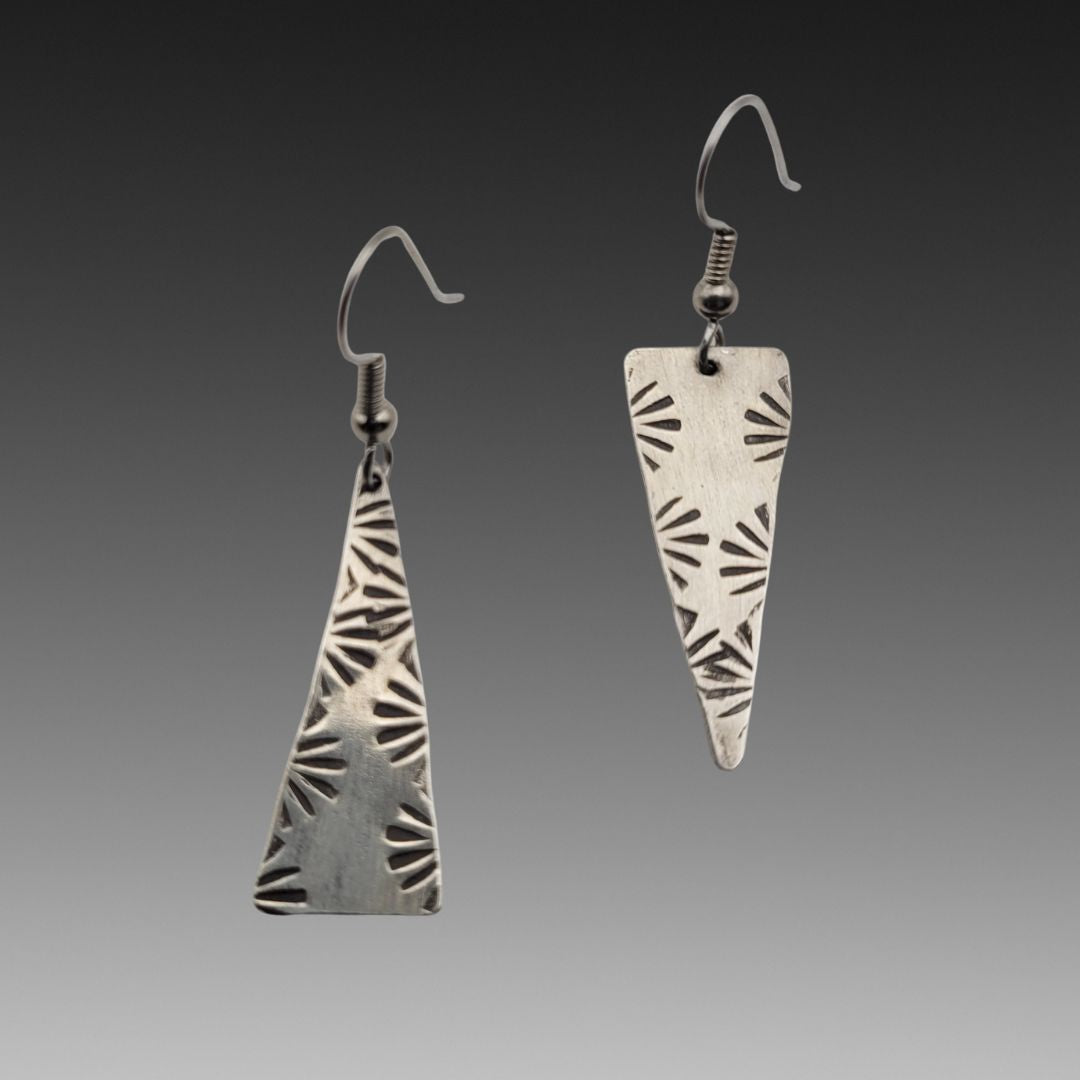 Stamped Sunburst Sterling Silver Earrings
