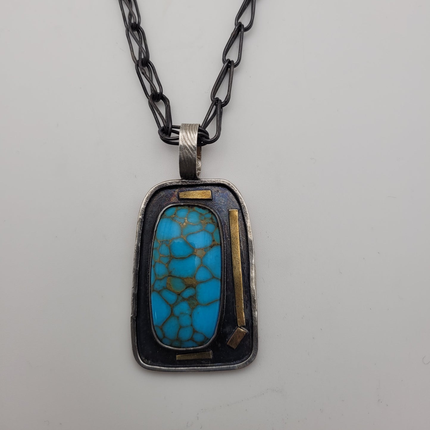 Golden Web Turquoise Pendant