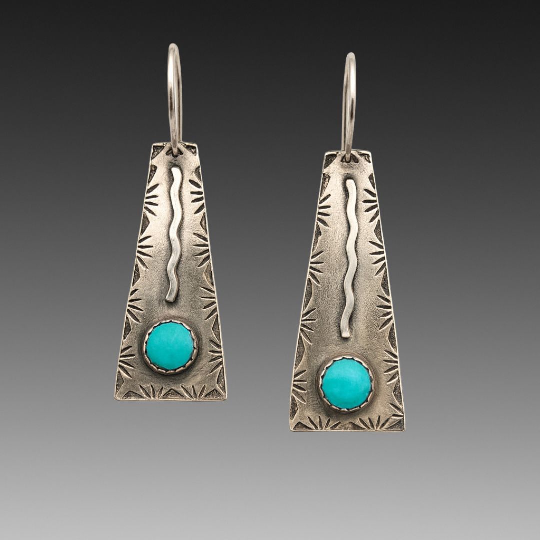 Turquoise Squiggle Trail Earrings