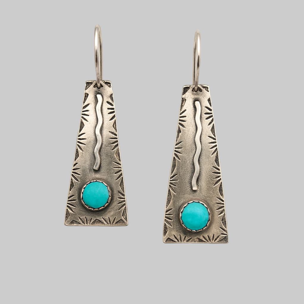Turquoise Squiggle Trail Earrings