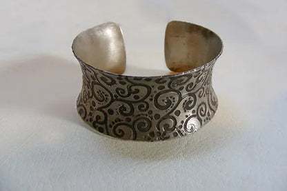 Wide Spiral Sterling Silver Cuff