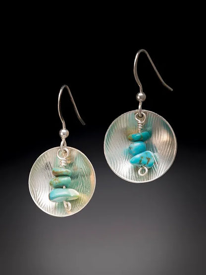 Domed Silver Earrings – Pearl & Turquoise Choices