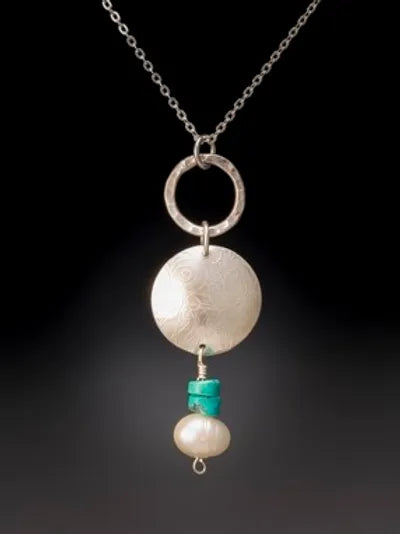 2 Part Freshwater Pearl and Turquoise Pendant