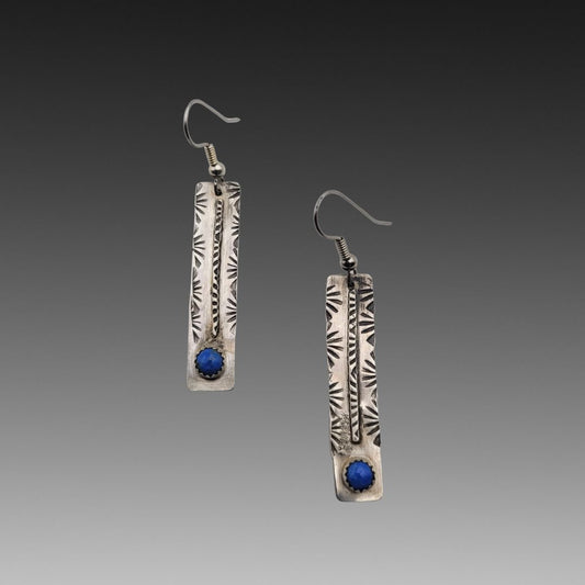 Lapis Sky Stamped Sterling Dangles