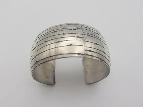 Wide Sterling Silver Bamboo Cuff (Horizontal)