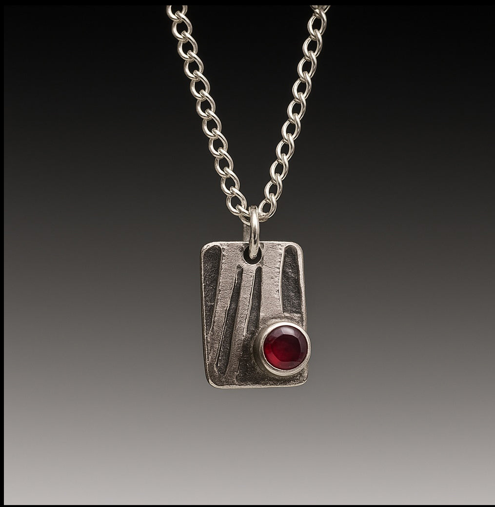 Garnet Ember Sterling Silver Pendant