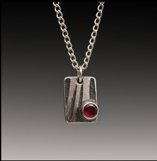 Garnet Ember Sterling Silver Pendant