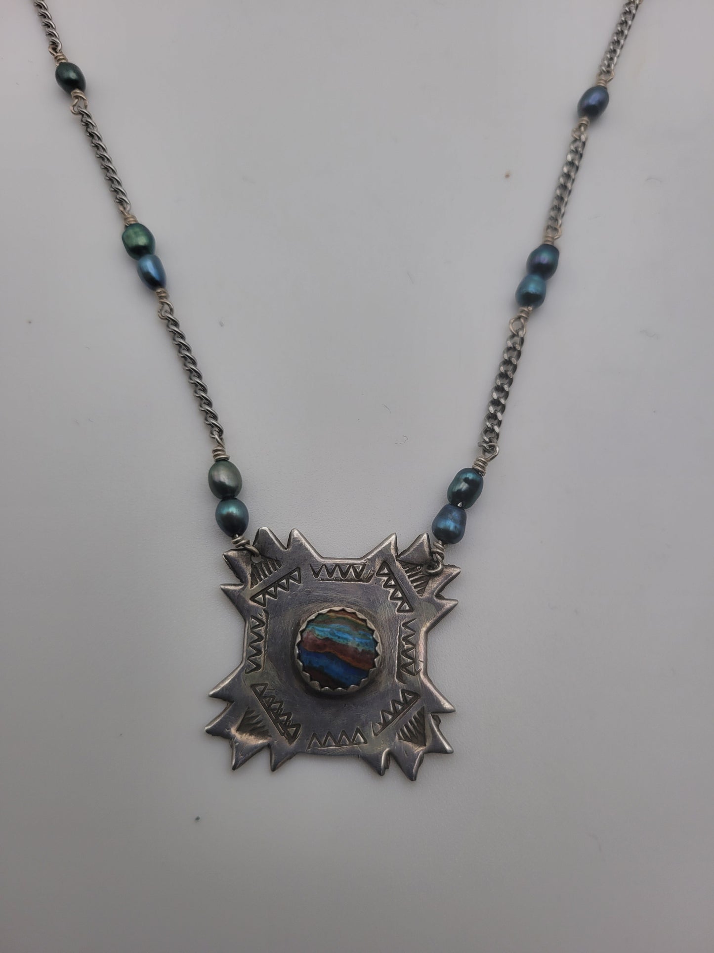 Rainbow Calsilica Prism Pendant