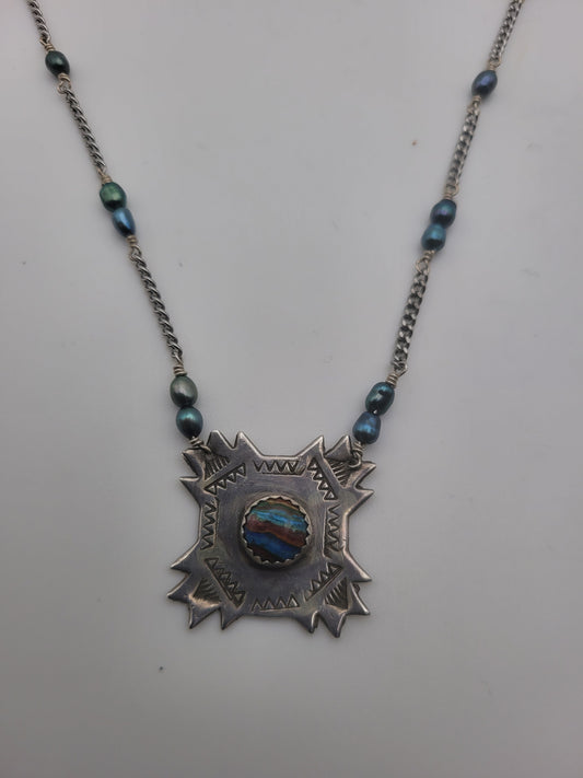 Rainbow Calsilica Prism Pendant