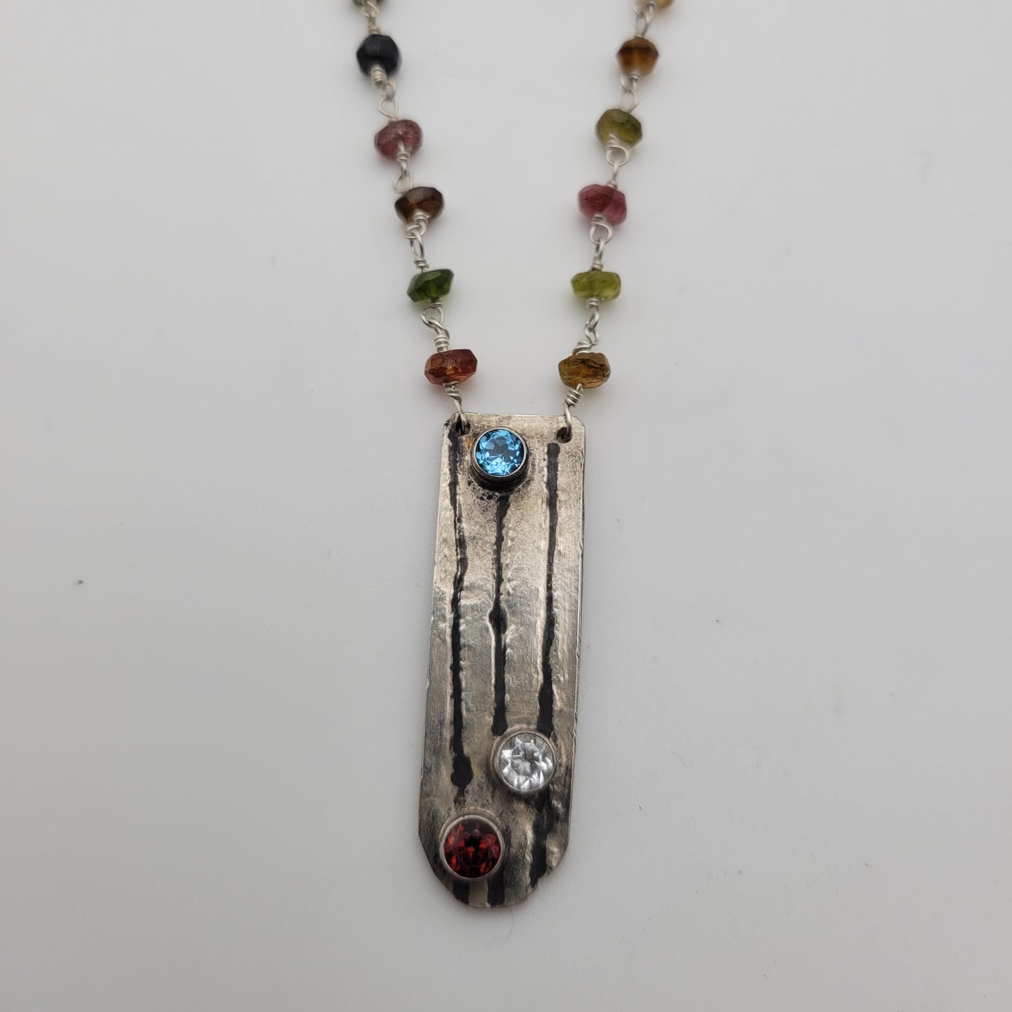 Tourmaline & Topaz Gem Bar Necklace