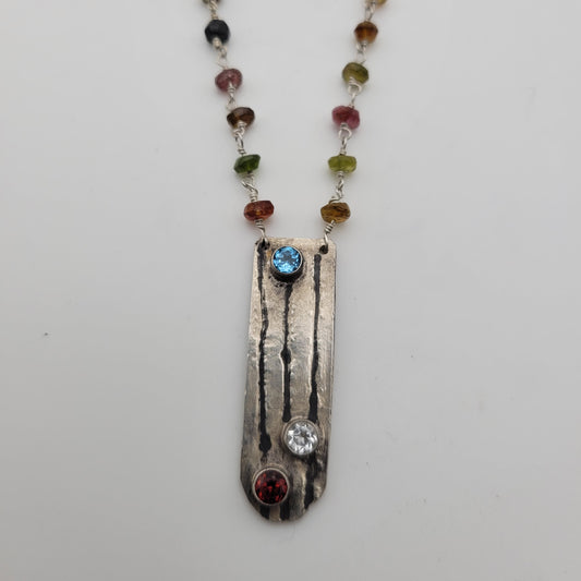 Tourmaline & Topaz Gem Bar Necklace