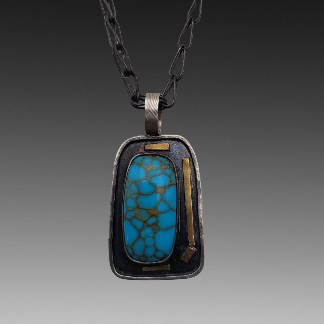 Golden Web Turquoise Pendant