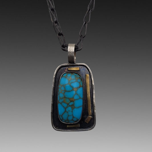 Golden Web Turquoise Pendant
