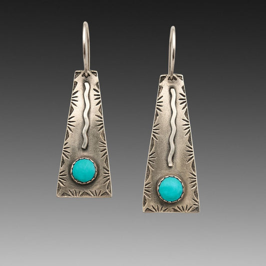 Turquoise Squiggle Trail Earrings