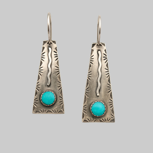 Turquoise Squiggle Trail Earrings